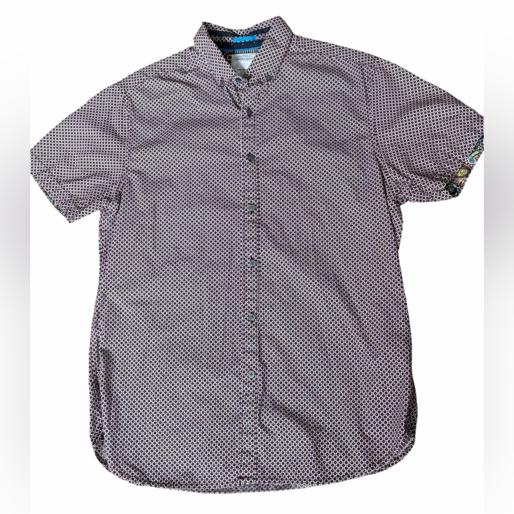 Denim & Flower Ricky Singh men’s short sleeve button down shirt size Medium
